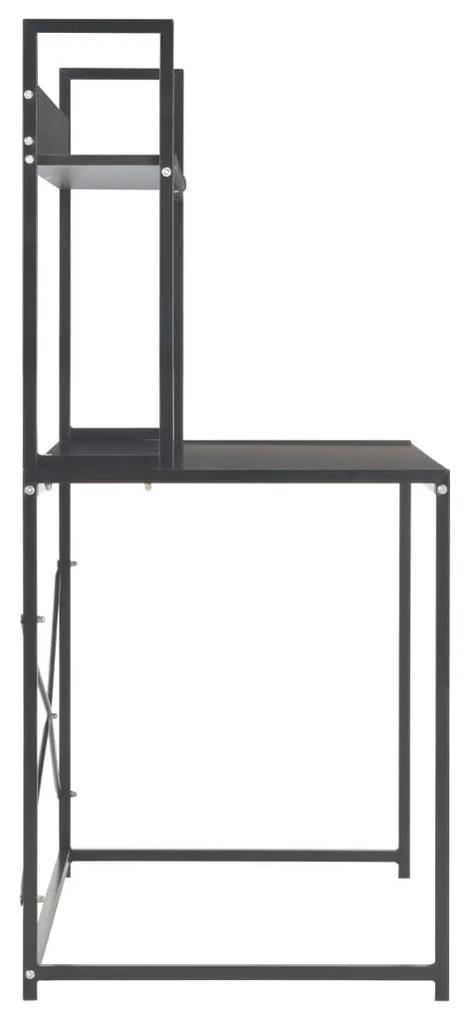 Birou de calculator, negru, 120 x 60 x 138 cm Negru, birou cu raft de carti, Lemn compozit