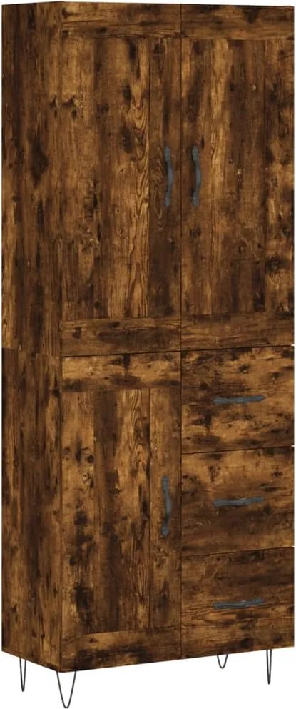 vidaXL Dulap înalt, stejar fumuriu, 69,5x34x180, lemn compozit