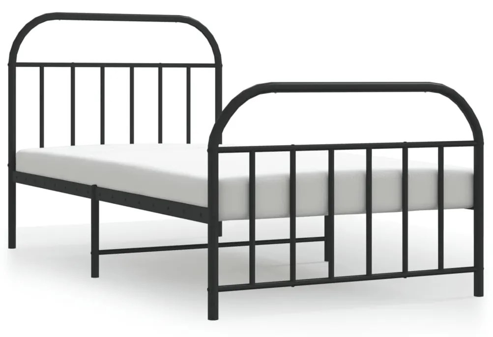 353649 vidaXL Cadru pat metalic cu tăblii de cap/picioare, negru, 107x203 cm