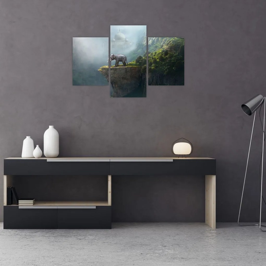 Tablou - Elefant în vârful Taj Mahalului (90x60 cm)