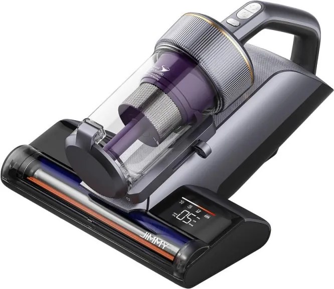 Aspirator anti-acarieni Jimmy BX8 Pro, 600 W, 0,5 l, 17 kPa, Pro-Brushroll, Sterilizare prin incalzire la 65 °C, Ultrasunete, UV, Ioni negativi, Filtrare in 6 etape, Gri/Violet