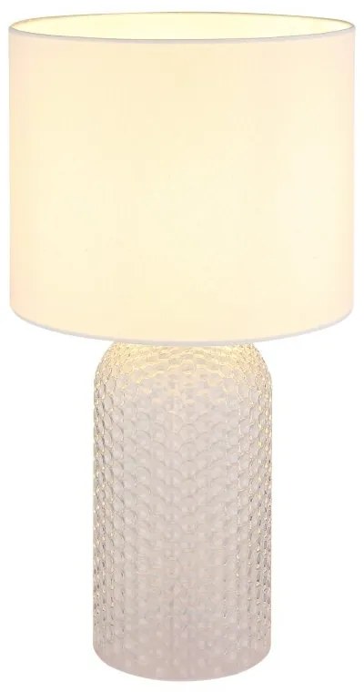Lampa de masa cu baza din sticla abajur textil SOFIA alba