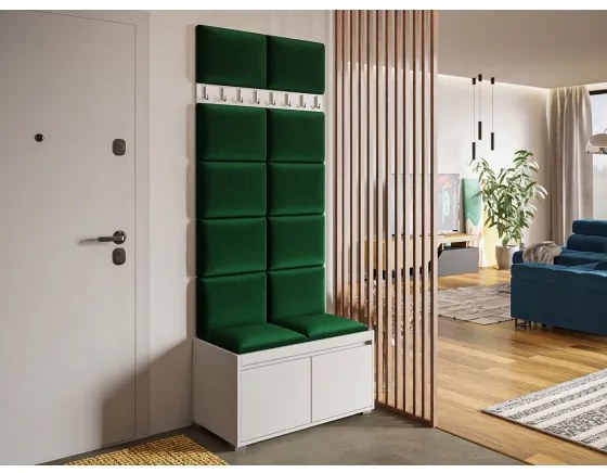 Mobilier pentru hol Kendora 80 (cu 12 buc panouri tapițate Pazara 40x30) (manila 35). Promo -16%. 1054005