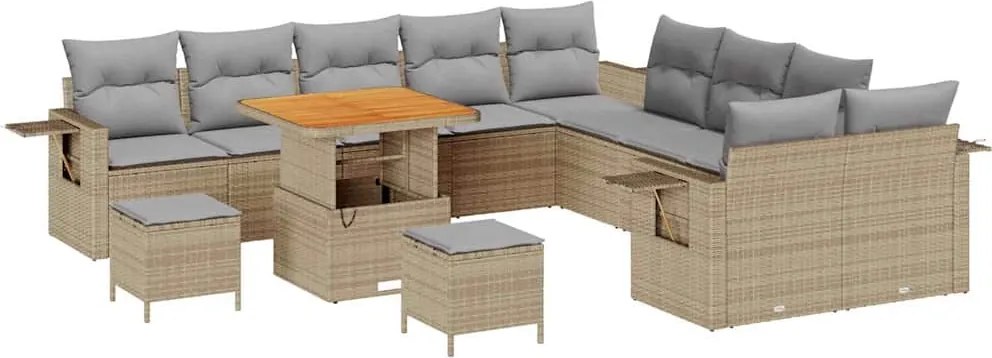 vidaXL Set de canapele pentru grădină 13 pcs Bej poliratan
