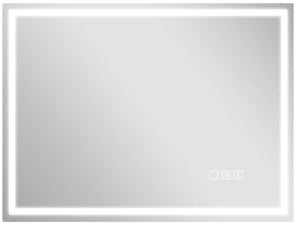 HOMCOM Oglindă de baie cu LED, Pad antiaburire, 3 culori reglabile, ceas, 600 x 800 mm, Argintiu | Aosom Romania