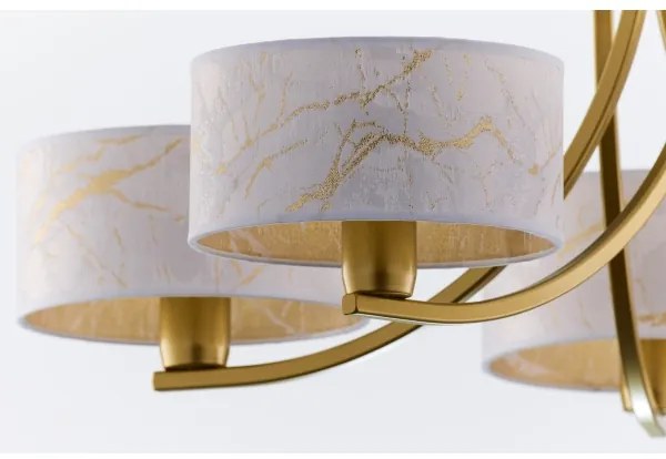 Jupiter 2097 - Candelabru suspendat pe lanț ARTHUR 5xE27/15W/230V alb/auriu/decor marmură