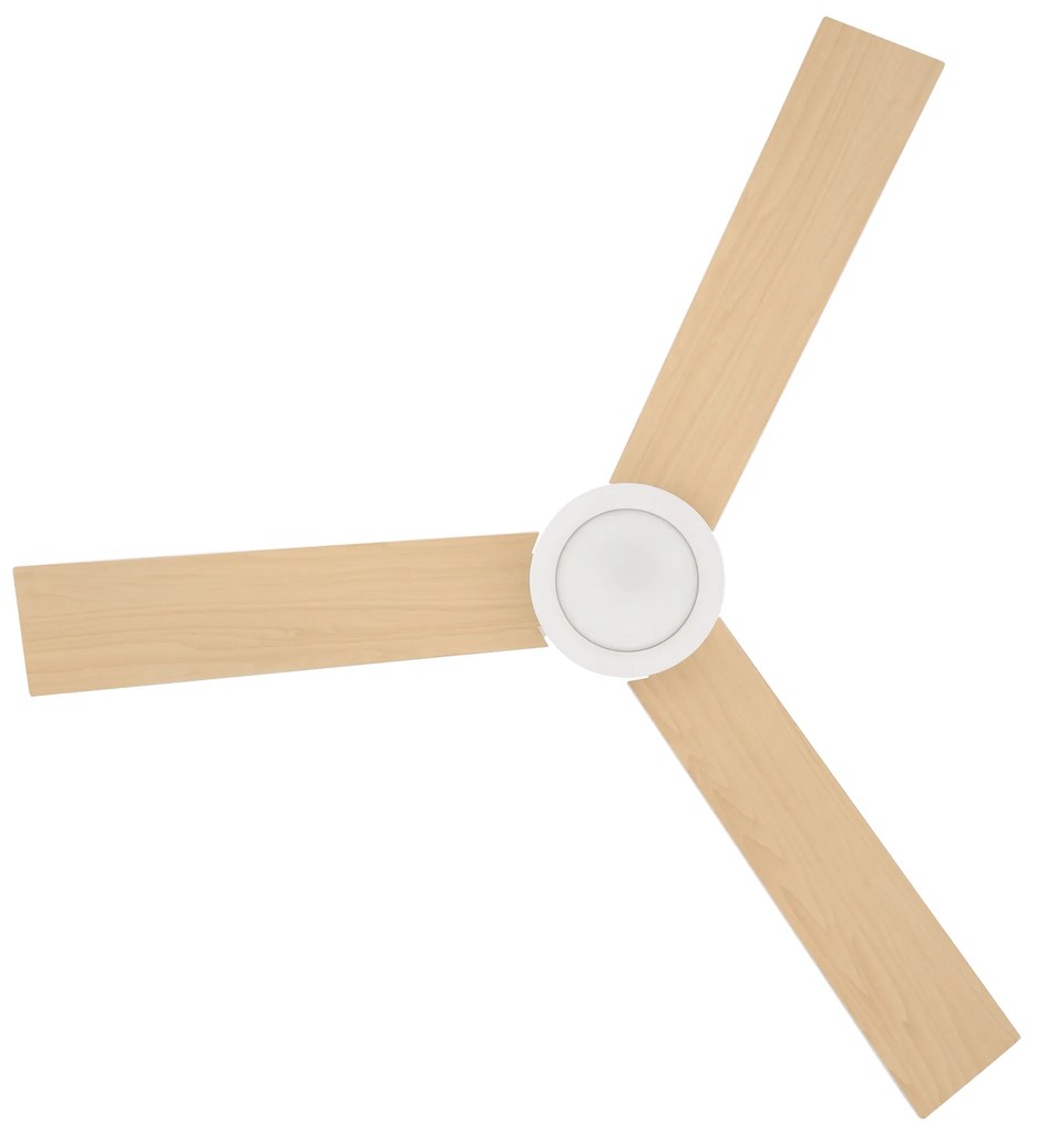 HOMCOM Ventilator de tavan 2 în 1 cu lumina LED 3 viteze silentios - telecomanda - diametru 112 cm, natural si alb | Aosom Romania