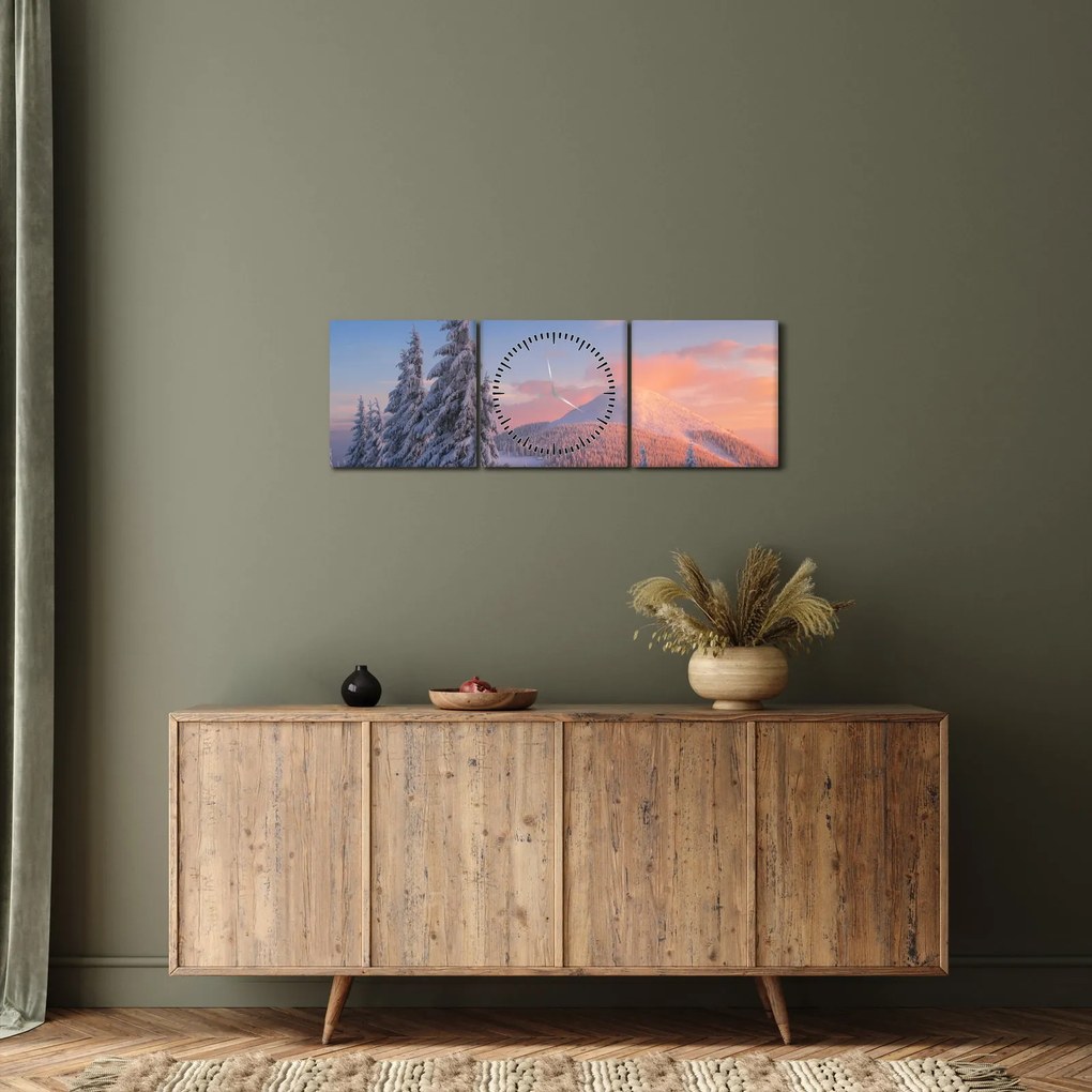 Tablou - Peisaj de iarnă (cu ceas) (90x30 cm)
