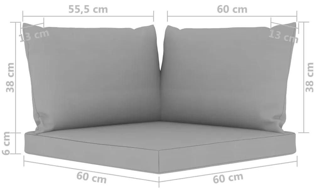 Set mobilier de gradina cu perne gri, 6 piese Gri, colt + 2x mijloc + 2x suport pentru picioare + masa, 1