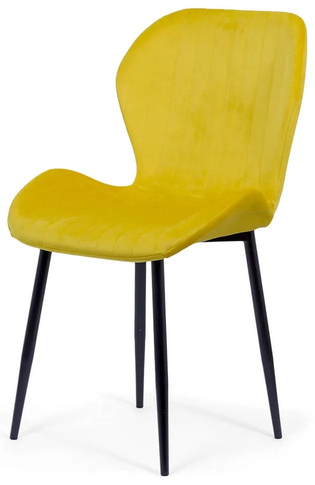 Scaun dining din catifea cu picioare metalice BUC 248U galben