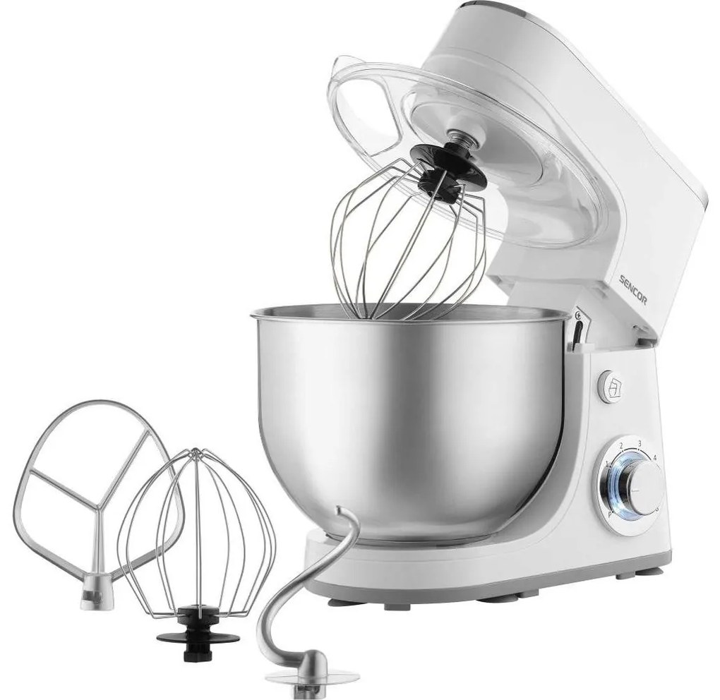 Robot de bucătărie cu castron din oțel inoxidabil Sencor 1300W/230V alb