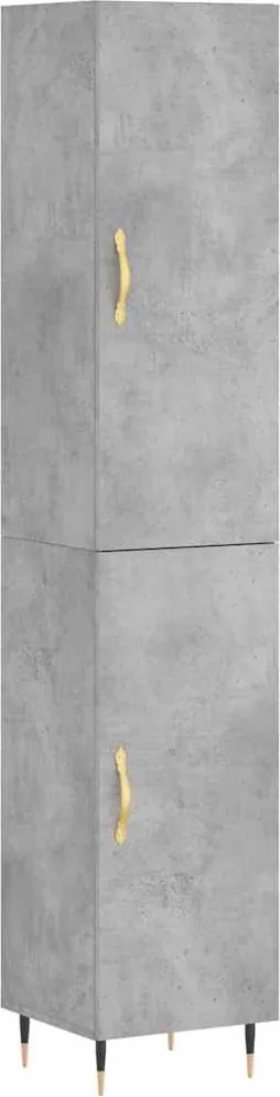 vidaXL Dulap înalt, gri beton, 34,5x34x180 cm, lemn prelucrat