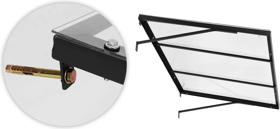 Copertină de intrare din policarbonat deasupra ușii cu structură din oțel Šírka: 90 cm | Dĺžka: 140 cm