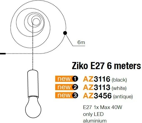 Accesoriu/ Cablu 6 metri cu dulie Ziko antique ZZ AZ3456