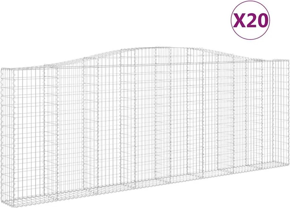 vidaXL Coșuri gabion arcuite 20 buc. 400x30x140/160 cm fier galvanizat