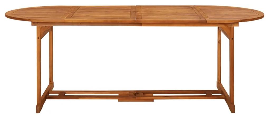 Set de masa pentru gradina, 9 piese, lemn masiv de acacia Maro, 220 table length, Fara cotiera, 9