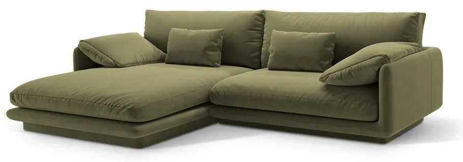 Colțar verde deschis cu tapițerie din catifea (cu colț pe partea stângă /cu șezlong) Torino – Micadoni