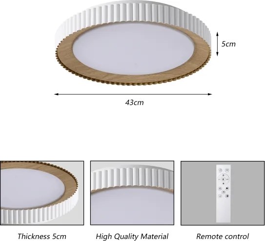 BRILAGI - Plafonieră LED dimabilă NEXO, 48W, 230V, 3000–6000K, albă, Ø 43 cm, cu telecomandă