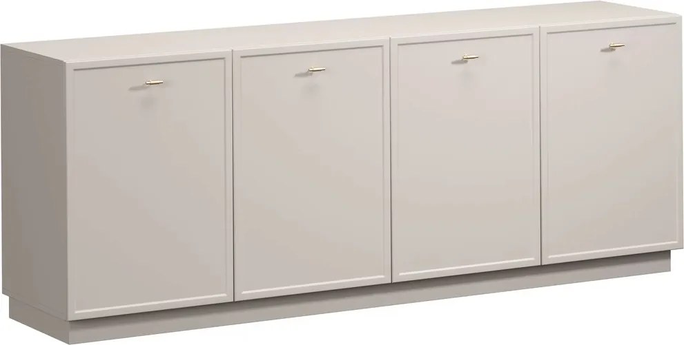 Comodă cu patru uși Lorini 200 cm - cașmir / mânere aurii T-bar
