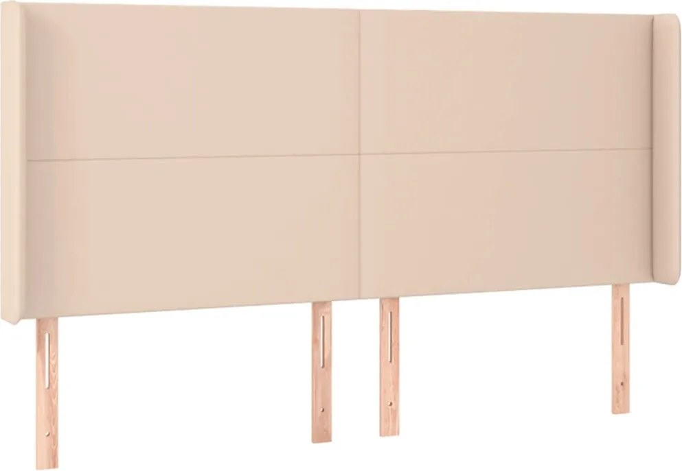 vidaXL Tăblie pat cu aripioare, cappuccino,183x16x118/128 cm piele eco