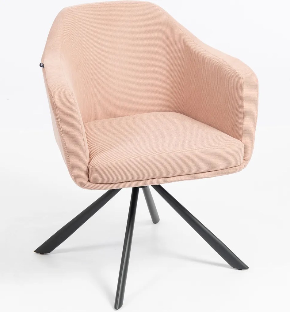 HR832 BAZĂ STEA Scaun Catifea Reiată Premium culoare Roz prăfuit Litchi cu Bază Neagră