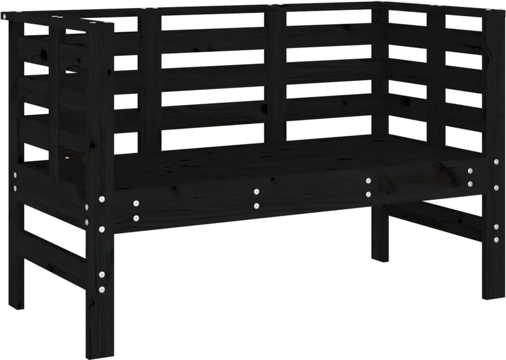 vidaXL Bancă de grădină, negru, 111,5x53x71 cm, lemn masiv de pin
