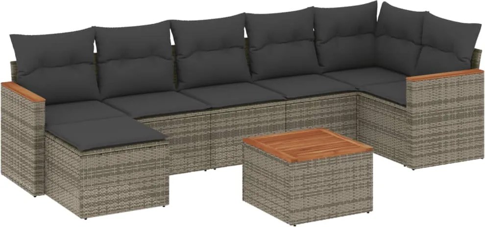 vidaXL Set canapele de grădină cu perne, 8 piese, gri, poliratan