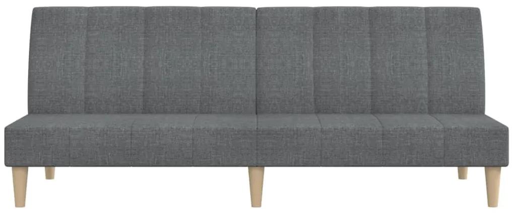 Canapea extensibila 2 locuri, cu taburet, gri deschis, textil Gri deschis, Cu scaunel pentru picioare