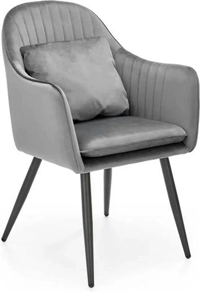 Scaun K464, gri/negru, stofa catifelata/metal, 58x59x84 cm