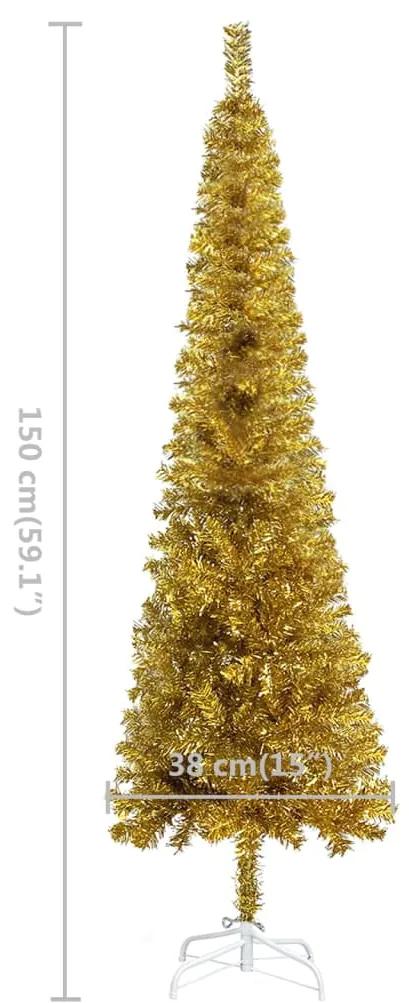 Pom de Craciun subtire cu LED-uri, auriu, 150 cm 1, Auriu, 150 cm