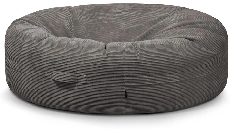 Fotoliu bean bag gri închis cu tapițerie din catifea reiată Roll 190 – SLOWDOWN