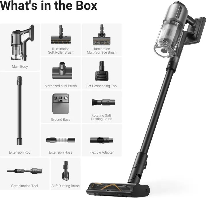 Aspirator verticar fara fir Dreame Z30 VZV17A, 855 W, 310 AW, 150.000 rpm, 3 viteze, 0,6 L, 90 min, HEPA H14, LED, Motor fara perii, Negru