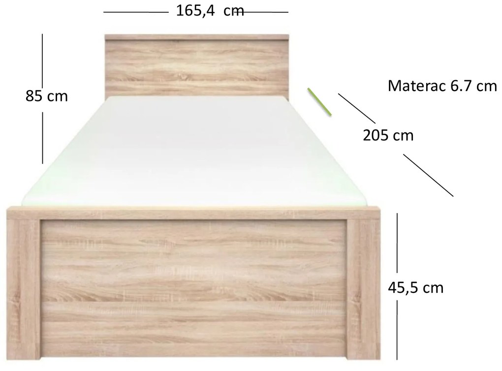 Pat matrimonial 160 cm Noella (Stejar sonoma) (fără somieră și saltea). 1053144