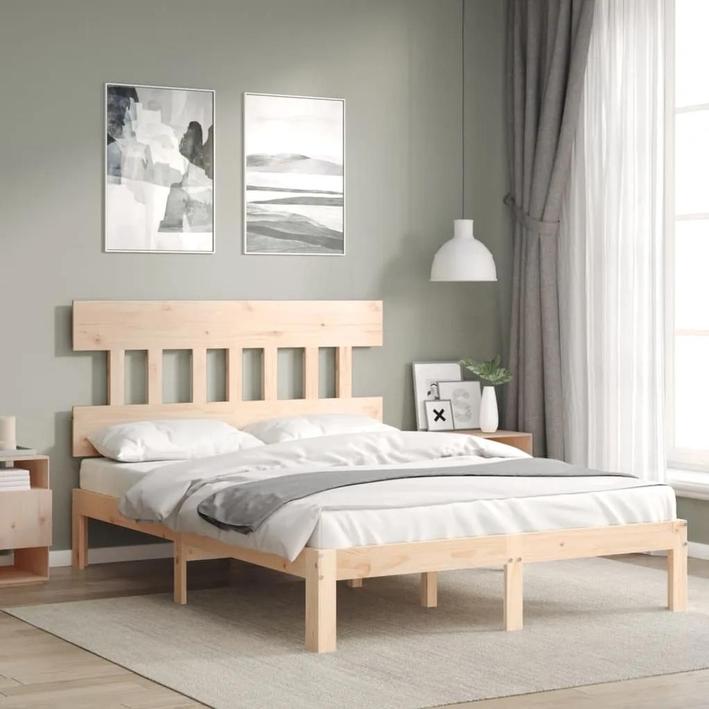 3193571 vidaXL Cadru de pat cu tăblie, dublu, lemn masiv