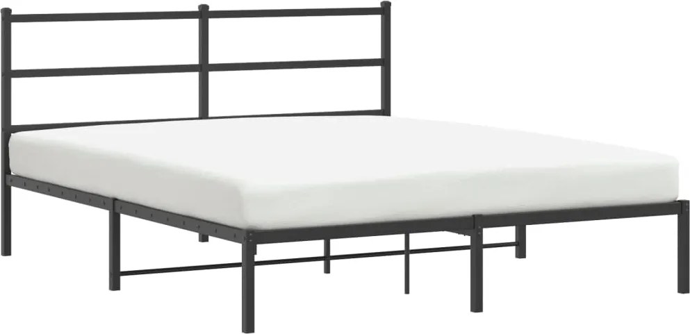 vidaXL Cadru de pat metalic cu tăblie, negru, 160x200 cm