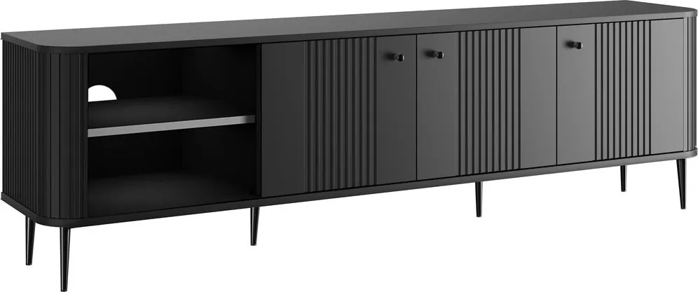Comodă TV Vesper 3D 187 cm - negru / picioare negre