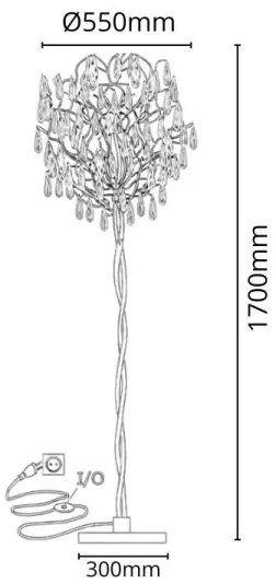 Lampadar de cristal 5xG9/40W/230V auriu