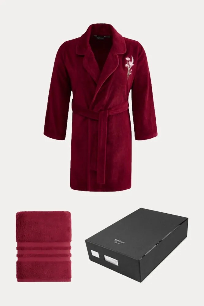 Halat scurt de damă LILLY în cutie cadou + prosop S + prosop 50x100cm + box Fucsia