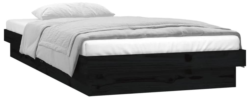 819966 vidaXL Cadru de pat cu LED, negru, 100x200 cm, lemn masiv