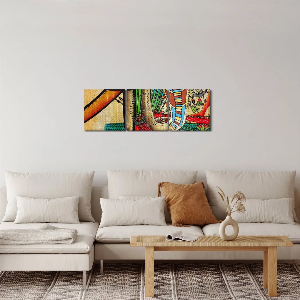 Tablou- Pictură egipteană (cu ceas) (90x30 cm)