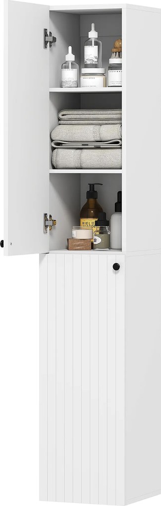 HOMCOM Dulap de baie montat pe perete, suprafață vopsită, 6 rafturi, MDF, Alb | Aosom Romania