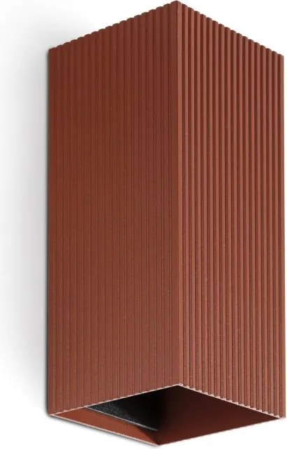 Aplica perete aluminiu striat terracotta, 2xGU10, LUNE square
