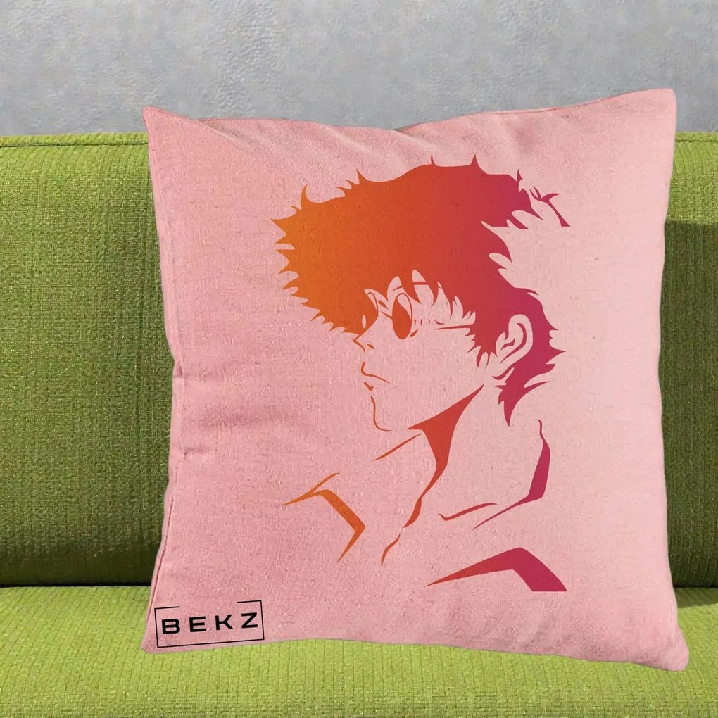 Perna Decorativa Cowboy Bebop Spike Silueta Gradient, 40x40 cm, Roz, Husa Detasabila, Perna Inclusa, BEKZ®