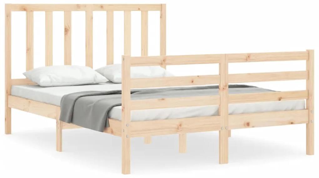 3193826 vidaXL Cadru de pat cu tăblie, dublu mic, lemn masiv