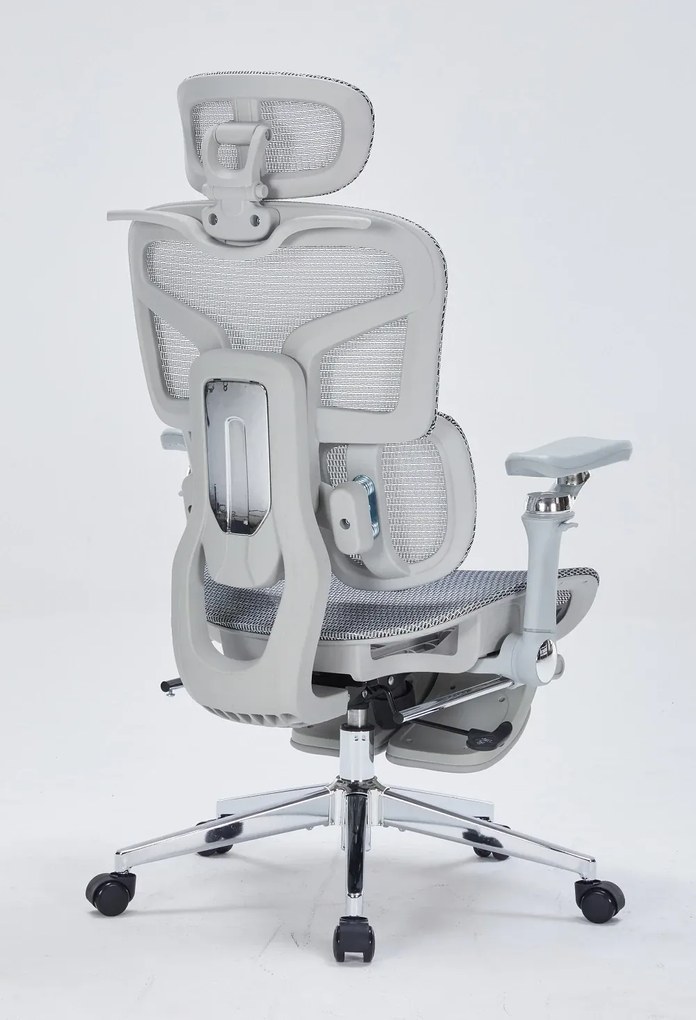 RESIGILAT- Scaun ergonomic premium DeluxStar T9 – cotiere 6D ultra moi, suport lombar adaptiv, spătar reglabil pe inaltime, tetiera 4D, mecanism multifunctional inclinare/blocare, pivotant, Mesh, Gri