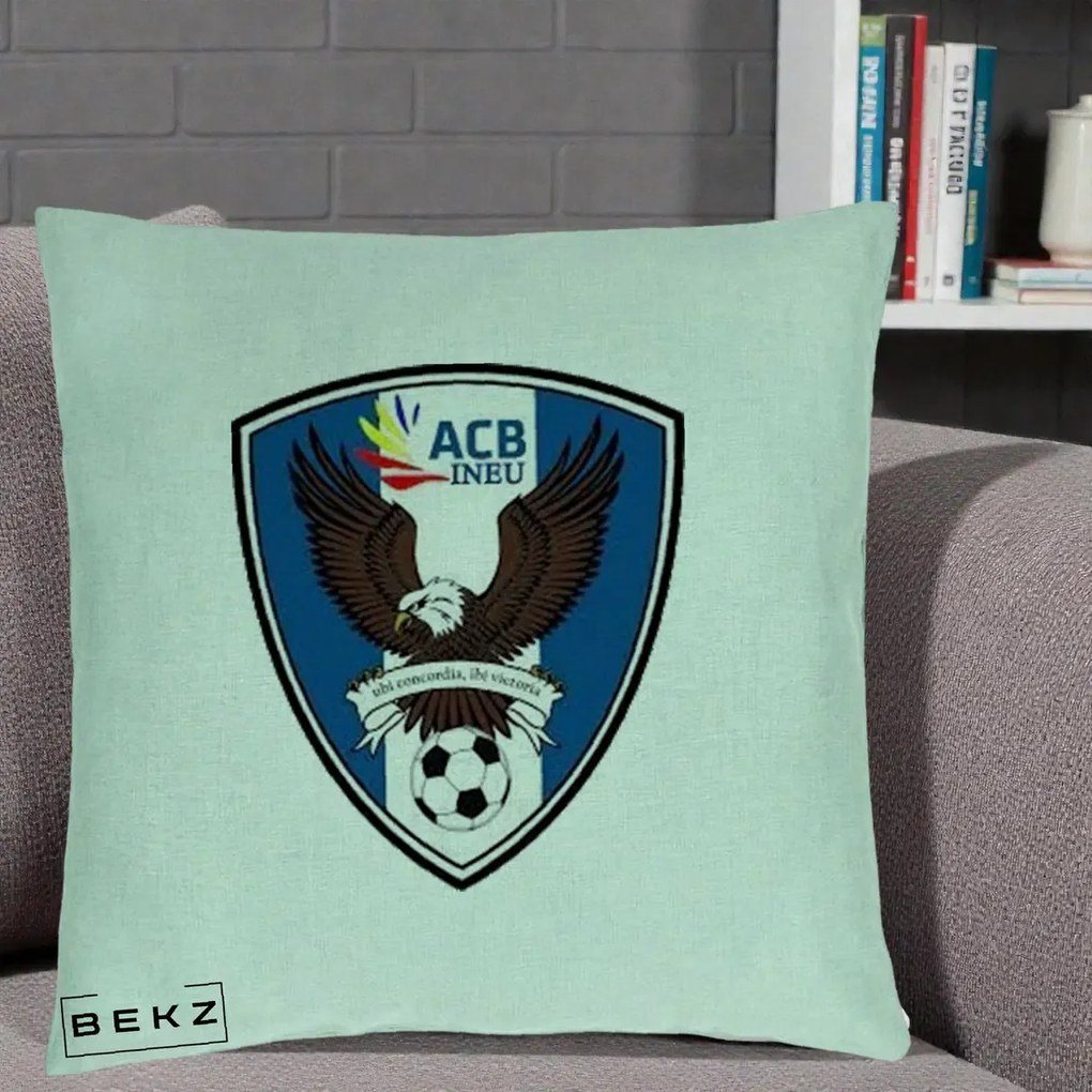 Perna Personalizata ACB Ineu Fotbal, 40x40 cm, Verde Menta, Husa Detasabila, Perna Inclusa, BEKZ®