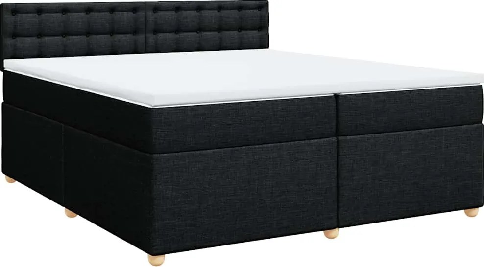 vidaXL Pat box spring cu saltea, negru, 200x200 cm, textil
