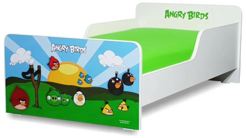 Pat Start Angry Birds 2-8 ani + saltea 140x70x12 cm + husa impermeabila