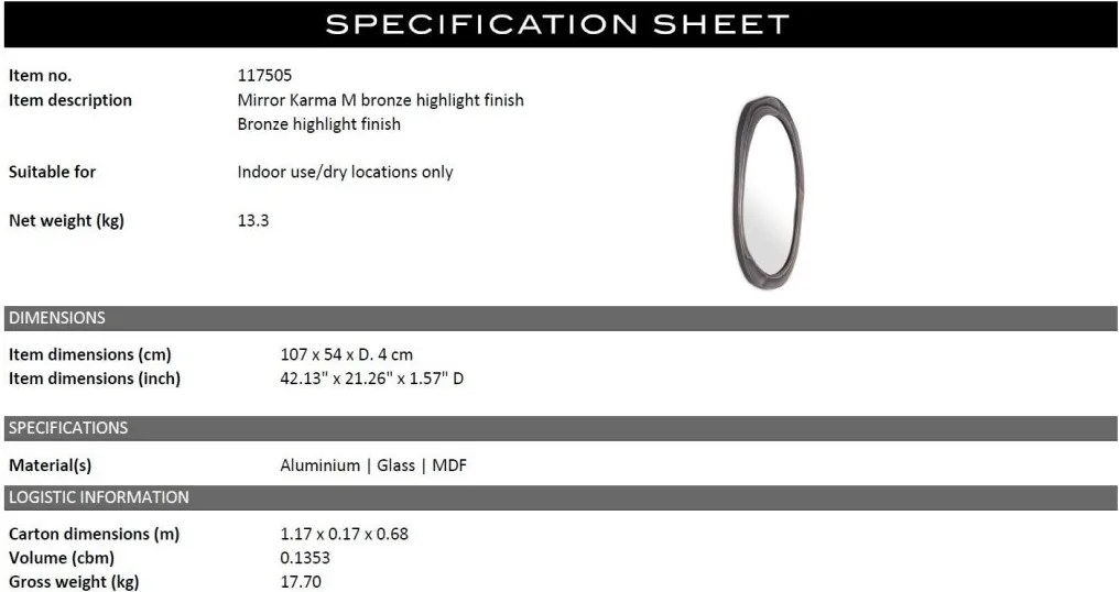 Oglinda decorativa design LUX Karma M 107x54cm