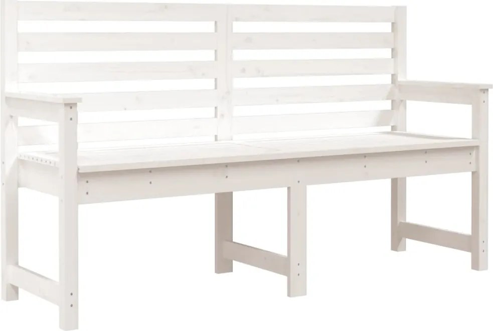 vidaXL Bancă de grădină, alb, 159,5x48x91,5 cm, lemn masiv de pin
